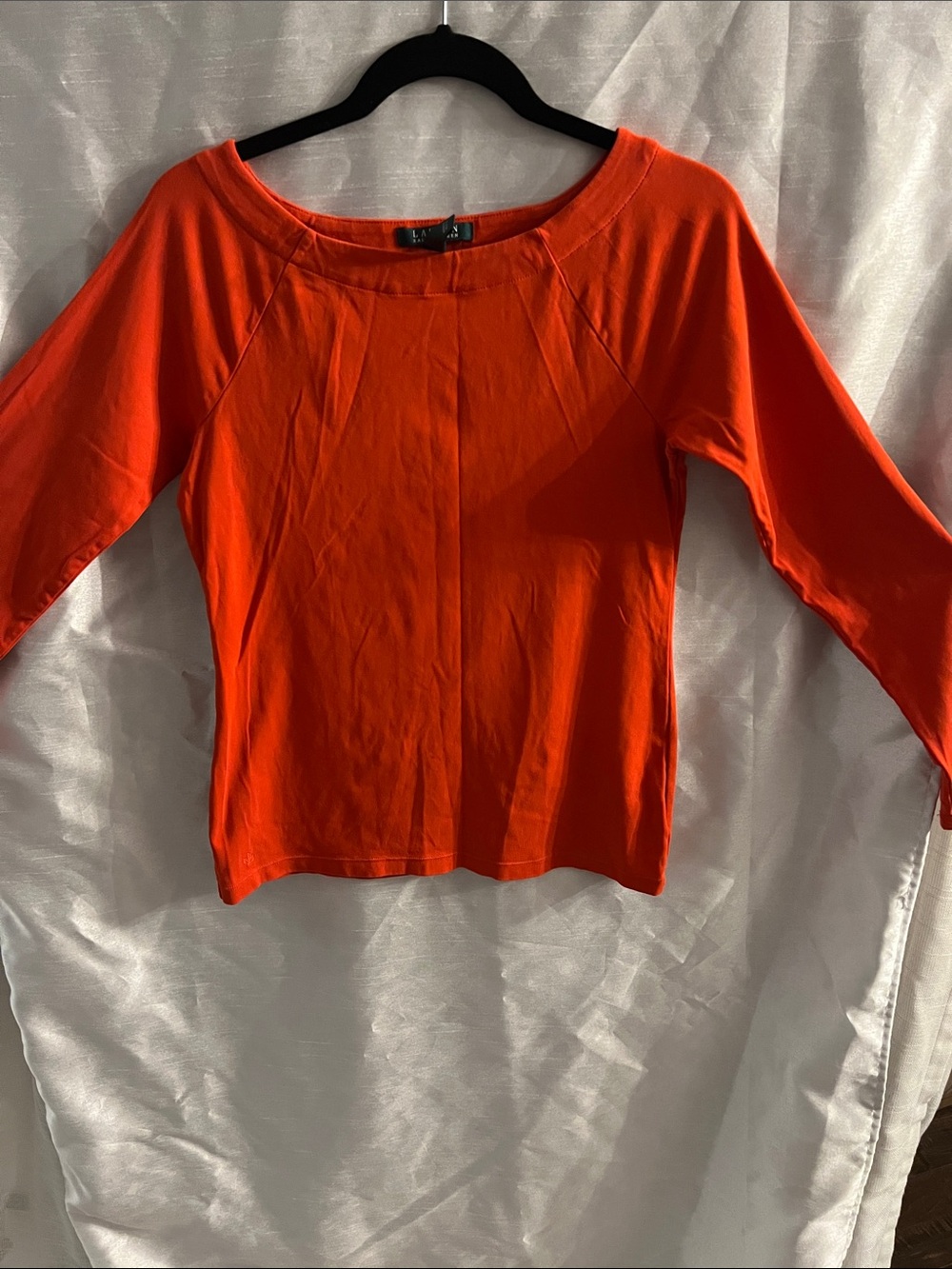 Lauren Ralph Lauren Bright Orange Boatneck Long Sleeve Top large